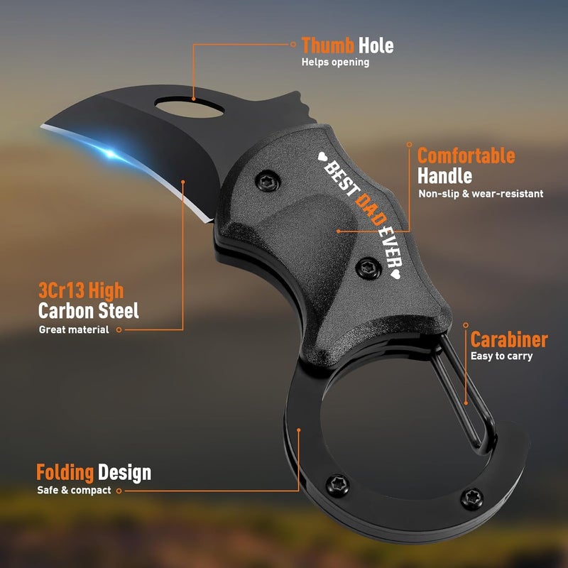 ZOOI Gifts for Dad, Valentines Day Gifts for Him Pocket Carabiner Gadgets, Anniversary Birthday Gift for Men Dad Husband Him, Mens Valentines Gift for EDC Gadgets Tools for Dad - Image 2